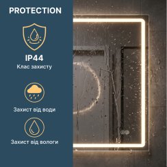 Дзеркало Aqua 80x70 88-Hra80s70-CWDd-mA з чорним профілем і Led підсвічуванням