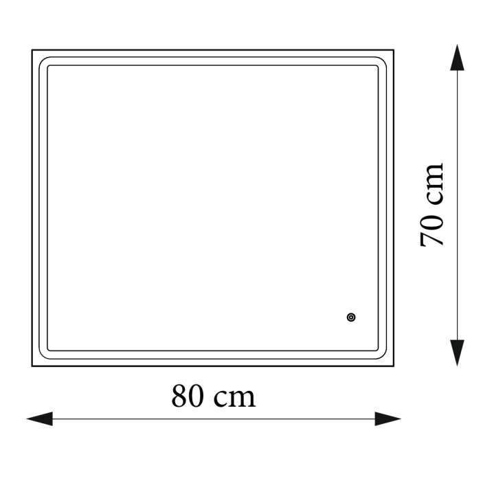 Дзеркало Aqua 80x70 88-Hra80s70-CWDd-mK з профілем матовий алюміній і Led підсвічуванням