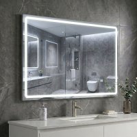 Дзеркало Aqua 100x70 88-Hra100s70-CWDd-mK з профілем матовий алюміній і Led підсвічуванням