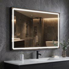Дзеркало Aqua 100x70 88-Hra100s70-CWDd-mA з чорним профілем і Led підсвічуванням