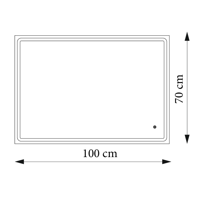 Дзеркало Aqua 100x70 88-Hra100s70-CWDd-mK з профілем матовий алюміній і Led підсвічуванням
