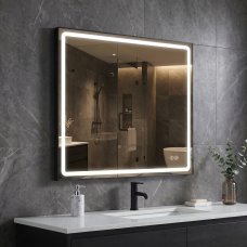 Дзеркало Aqua 80x70 88-Hra80s70-CWDd-mA з чорним профілем і Led підсвічуванням