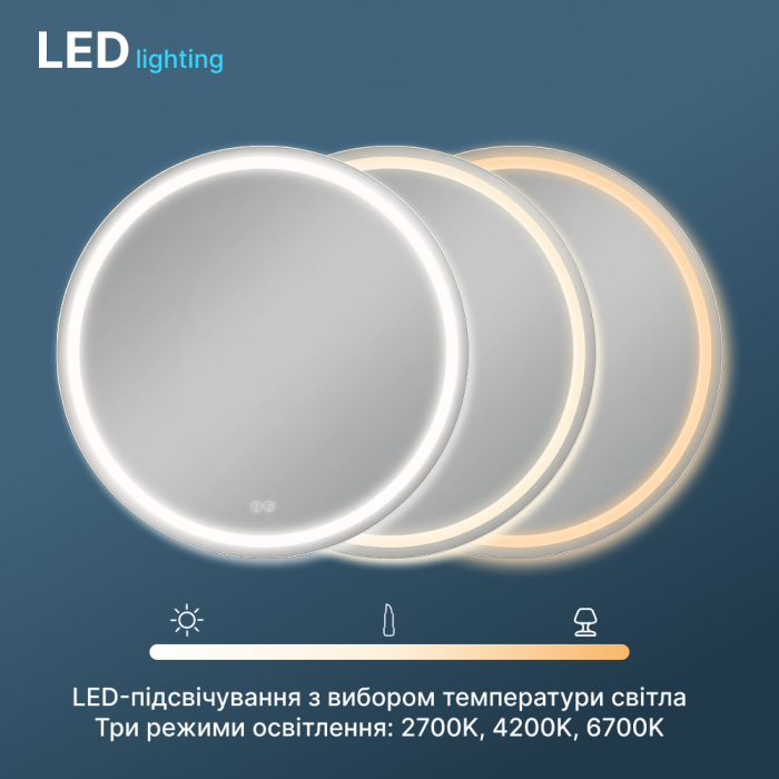 Дзеркало Nova 70x70 88-Nva70s70-CWDd з Led підсвічуванням