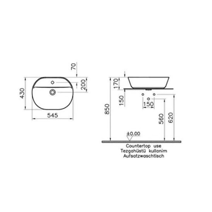 Раковина накладна VitrA Geo Bowl 55 см білий глянсовий 88-7428B003-0001