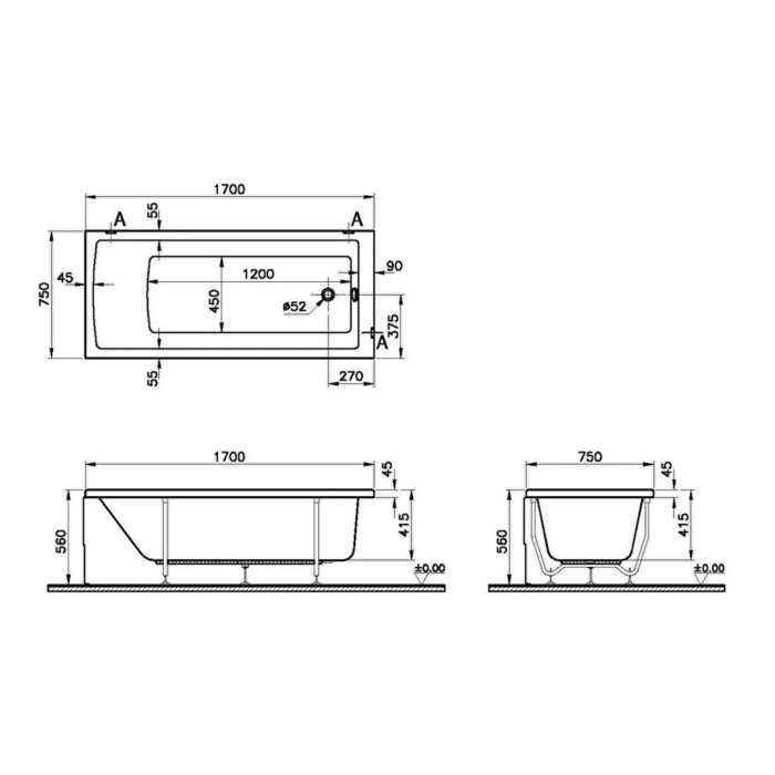 Ванна акрилова VitrA Neon 170x75 88-52280001000