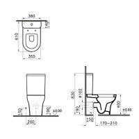 Унітаз підлоговий VitrA Zentrum Rim - Ex 88-9824B003-7216 з бачком та сидінням Soft Close
