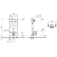 Інсталяція VitrA V-Fix Core з клавішею Root Square Flush Plates чорний мат і унітаз Integra Square Rim - Ex