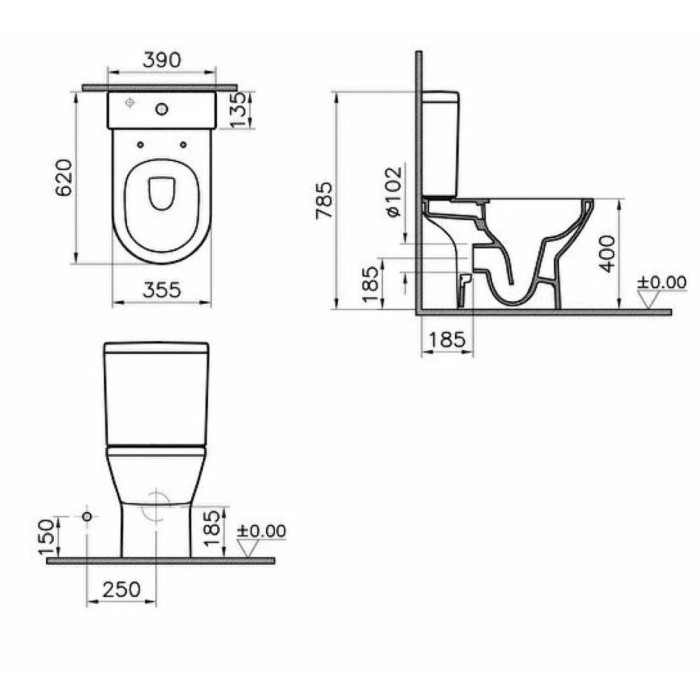 Напольный унитаз VitrA Integra Rim – Ex 88-9833B003-7209 с бачком и сиденьем Soft Close