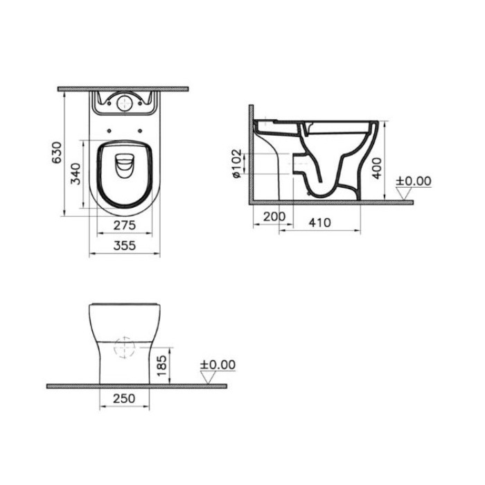 Унітаз підлоговий VitrA Mia R SmoothFlush 88-9867B003-7205 з бачком та сидінням Soft Close