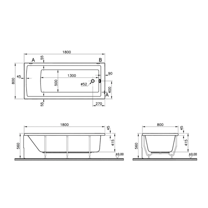 Ванна акриловая VitrA Neon 180x80 88-55840001000