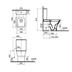 Унітаз підлоговий VitrA Mia S SmoothFlush 88-9870B003-7203 з бачком і сидінням Soft Close