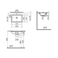 Раковина врізна VitrA S20 55 см білий глянсовий 88-7475B003-0618