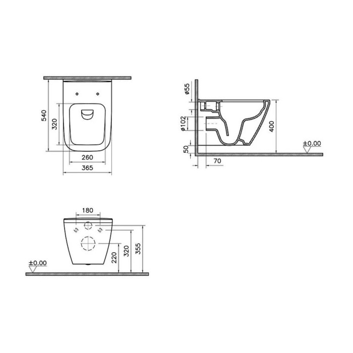 Унітаз підвісний VitrA Integra Square Rim - Ex 88-7082B003-7205 з сидінням Soft Close