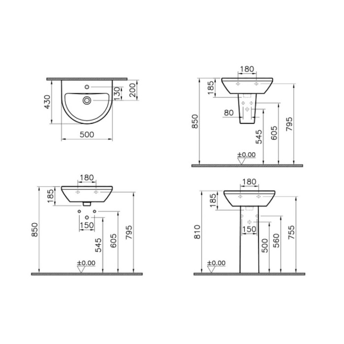 Раковина подвесная VitrA Integra Round 50 см 88-7066B003-0001